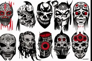 on arm, trash polka, black and red,
no skulls tattoo idea