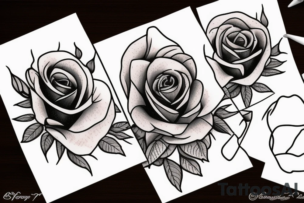American traditional rose with a stem tattoo idea