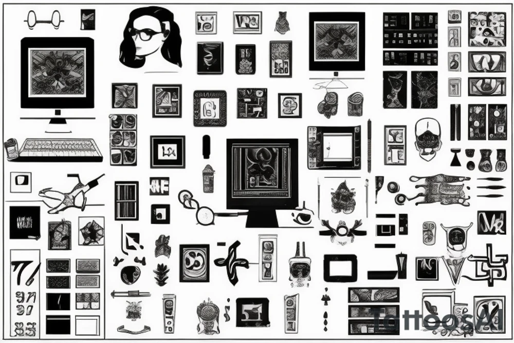 Framing square and computer tattoo idea