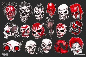 onarm, trash polka, black and red
no skulls tattoo idea