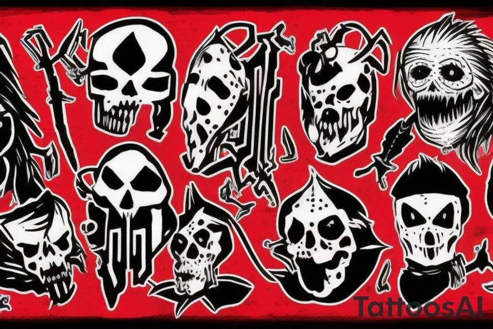 onarm, trash polka, black and red
no skulls tattoo idea
