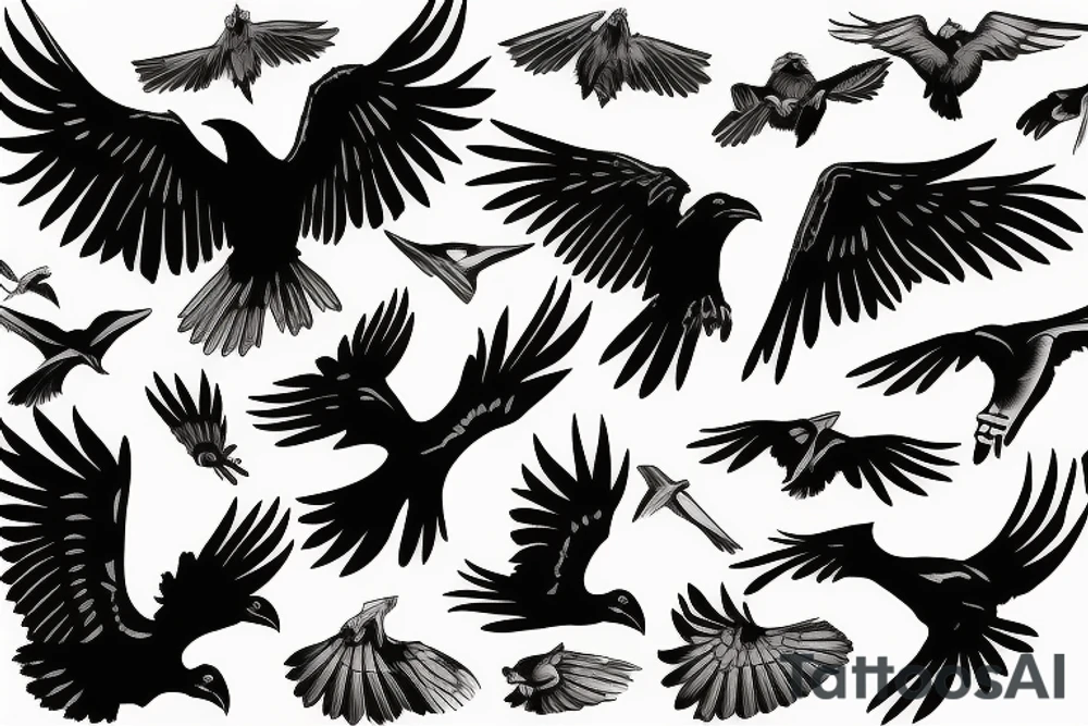Ravens in flight tattoo idea