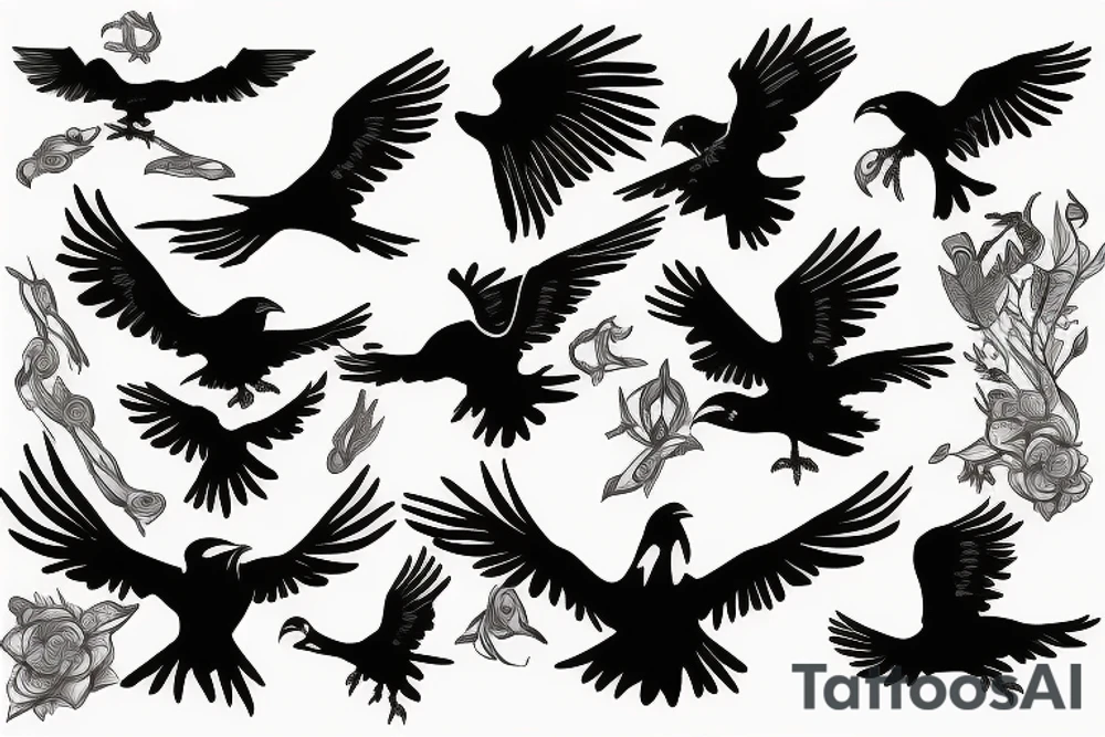 Ravens in flight tattoo idea