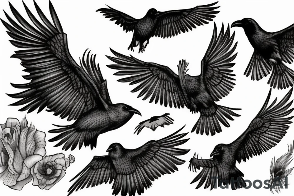 Ravens in flight tattoo idea