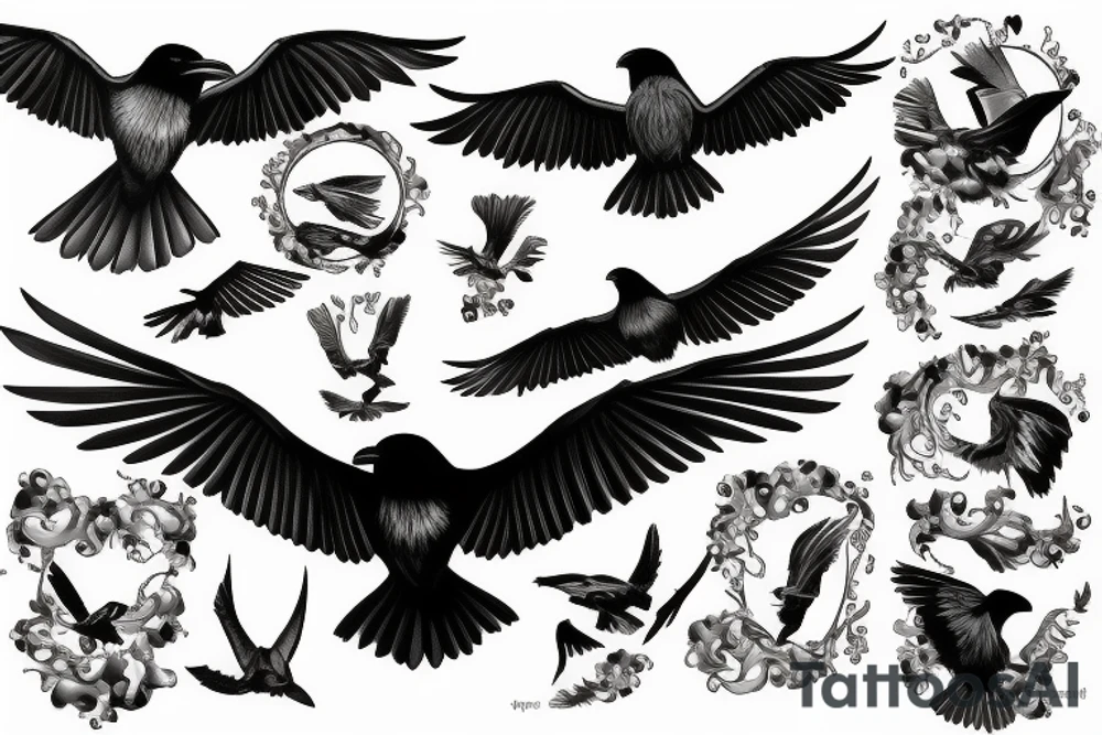 Ravens in flight tattoo idea