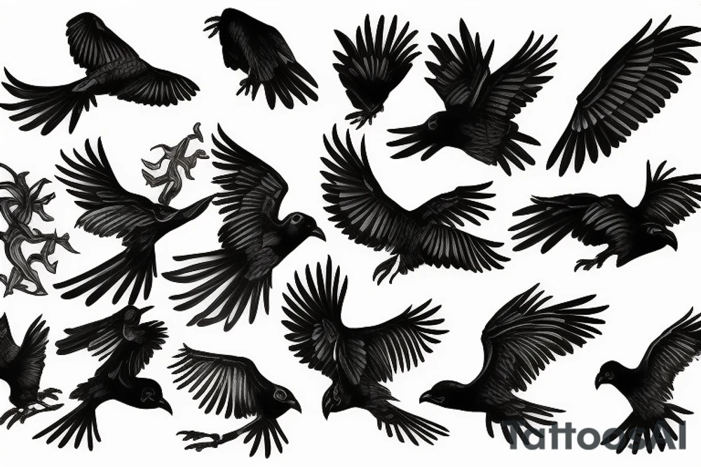 Ravens in flight tattoo idea
