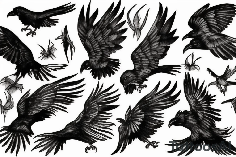 Ravens in flight tattoo idea