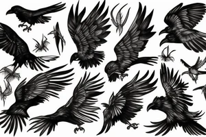 Ravens in flight tattoo idea