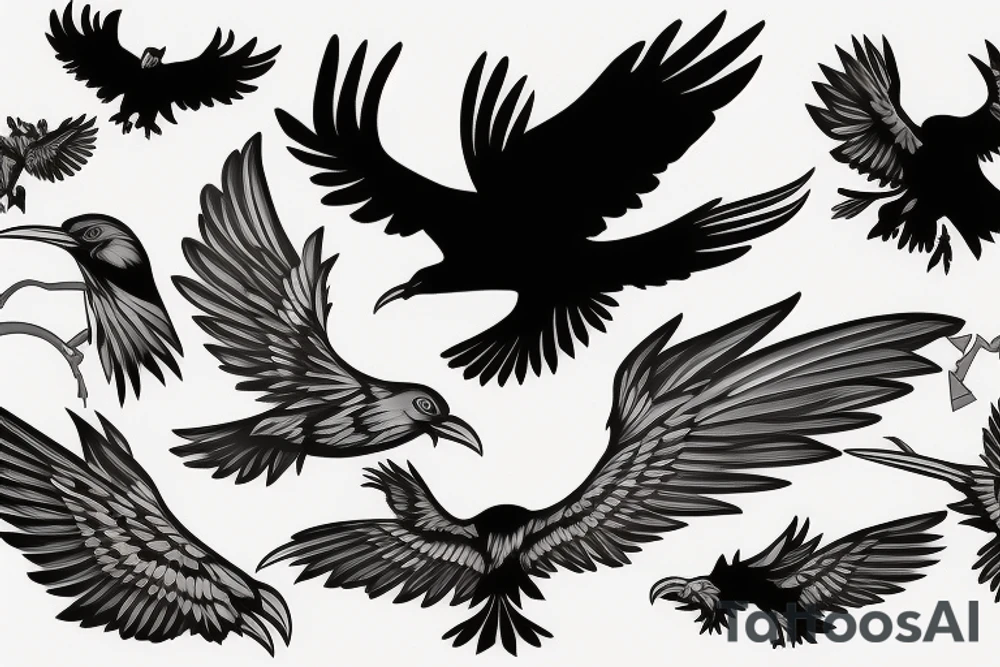 Ravens in flight tattoo idea