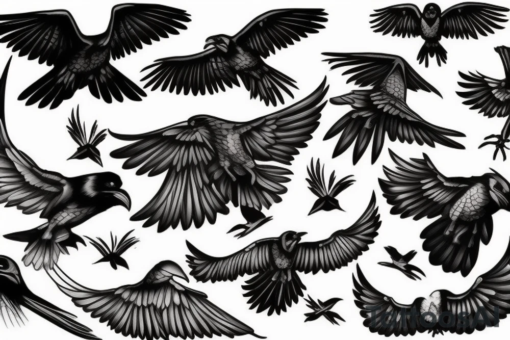 Ravens in flight tattoo idea