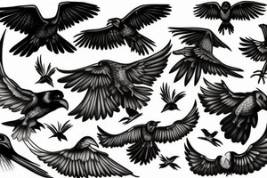 Ravens in flight tattoo idea