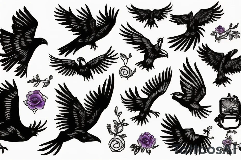 Ravens in flight tattoo idea