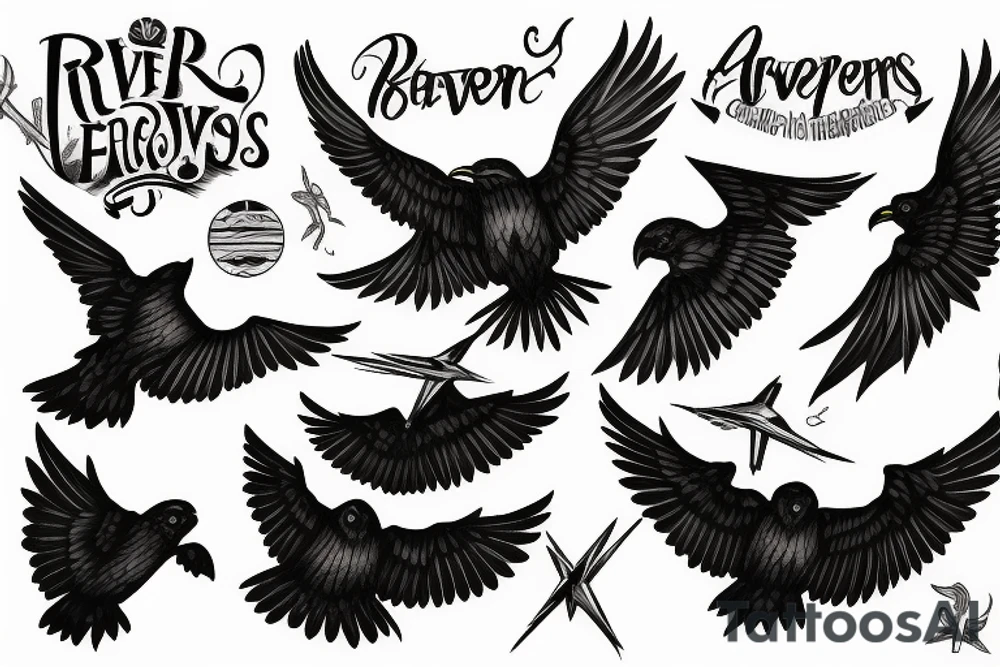 Ravens in flight tattoo idea
