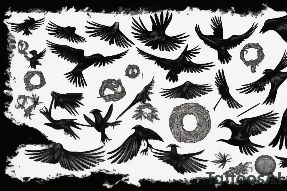 Ravens in flight tattoo idea