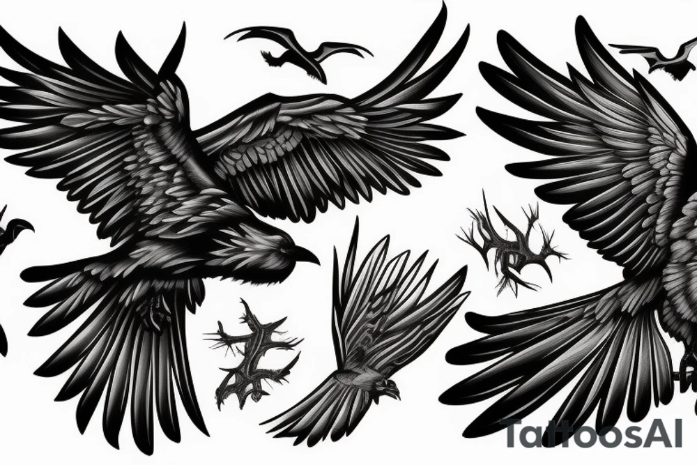 Ravens in flight tattoo idea