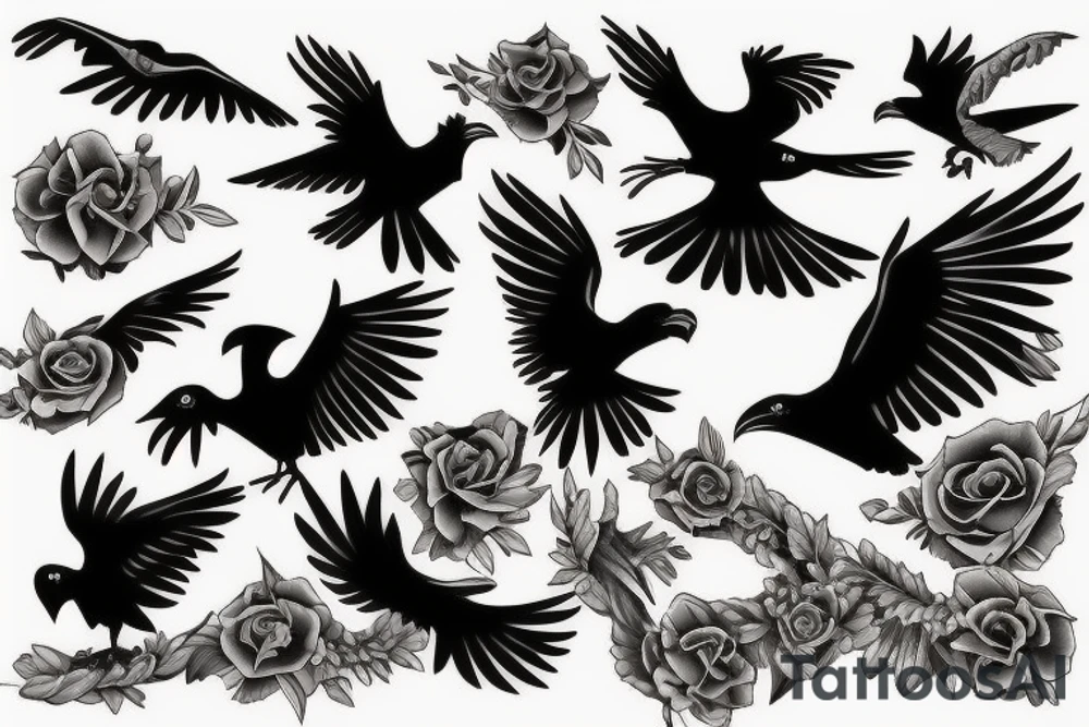 Ravens in flight tattoo idea