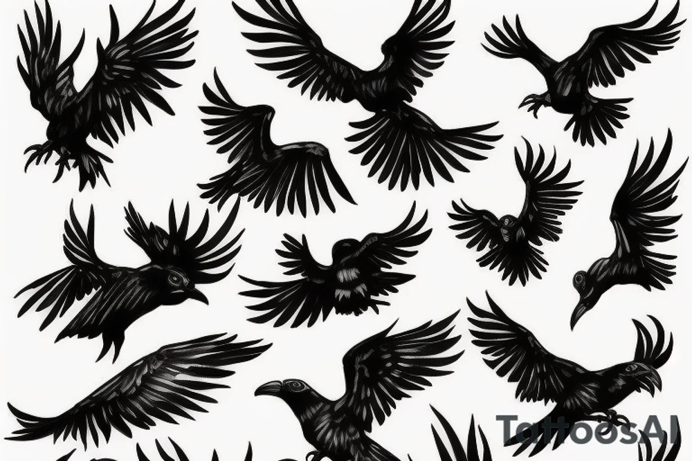 Ravens in flight tattoo idea
