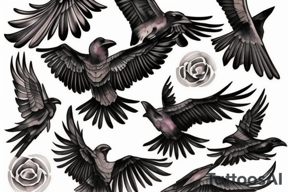 Raven in flight tattoo idea