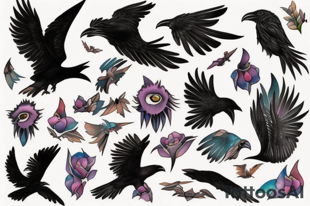 Raven in flight tattoo idea