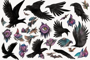 Raven in flight tattoo idea