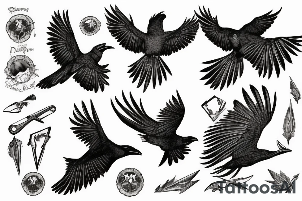 Raven in flight tattoo idea