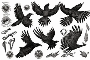 Raven in flight tattoo idea