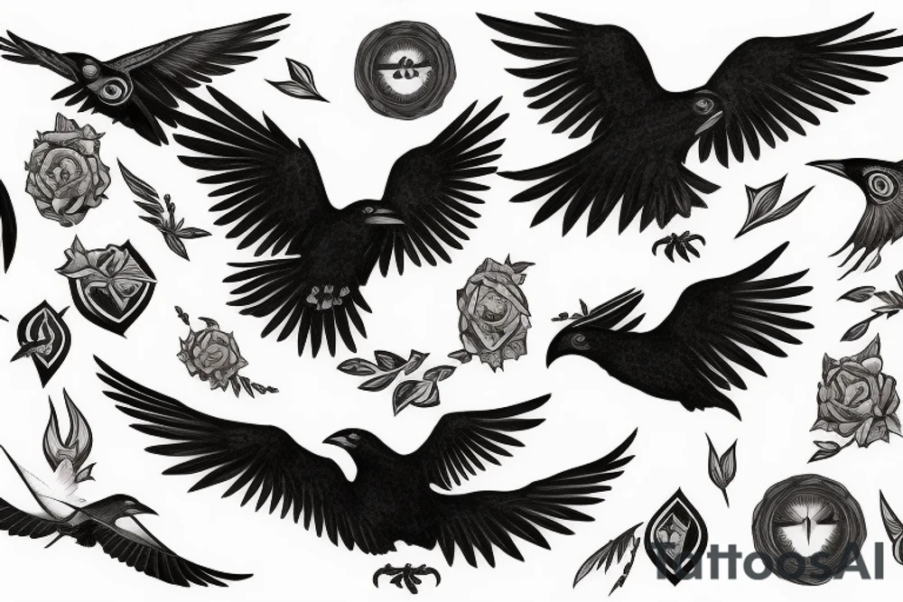 Raven in flight tattoo idea