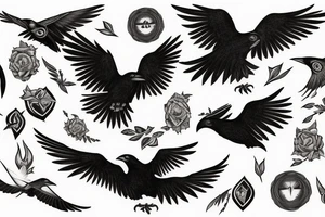 Raven in flight tattoo idea