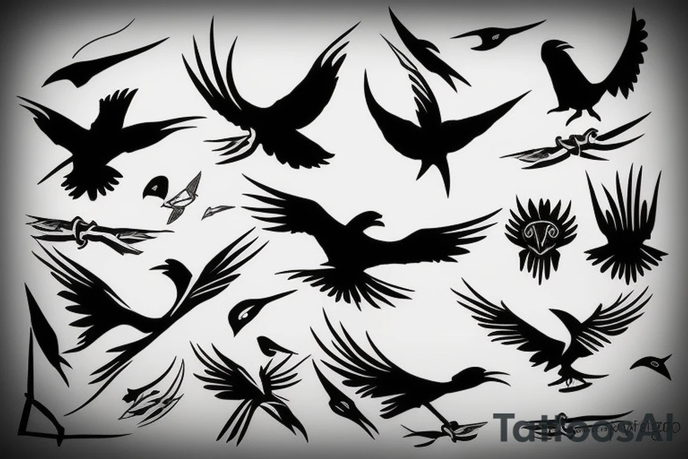 Raven in flight tattoo idea