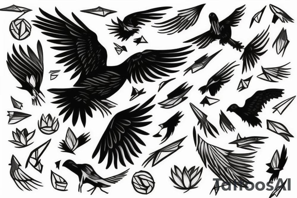 Raven in flight tattoo idea