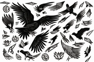 Raven in flight tattoo idea