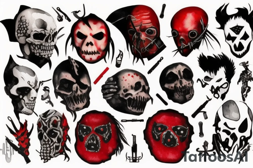 onarm, trash polka, black and red
no skulls tattoo idea