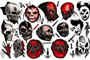 onarm, trash polka, black and red
no skulls tattoo idea