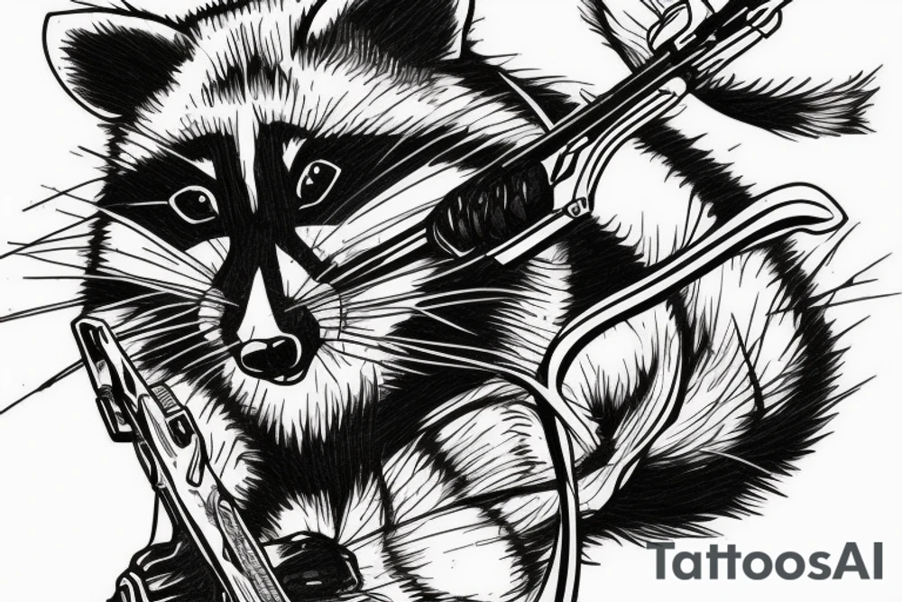 racoon shooting a crossbow tattoo idea