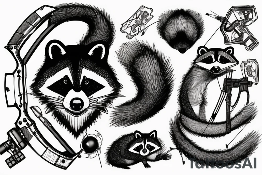 racoon shooting a crossbow tattoo idea