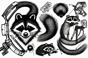 racoon shooting a crossbow tattoo idea