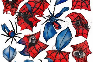 spiderlilys in red with one blue on in the middel tattoo idea