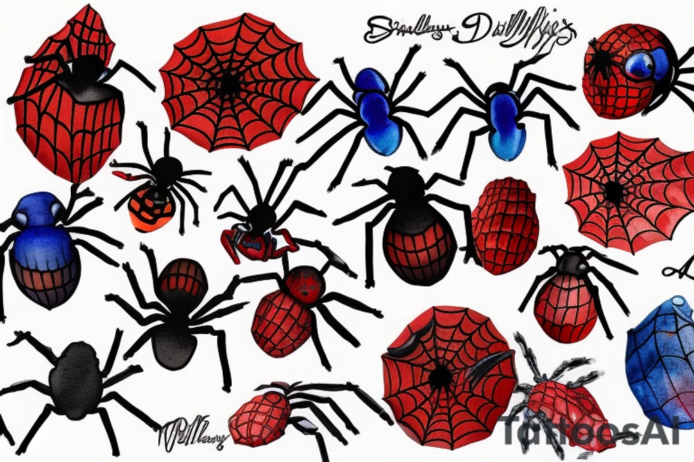 spiderlilys in red with one blue on in the middel tattoo idea