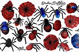 spiderlilys in red with one blue on in the middel tattoo idea