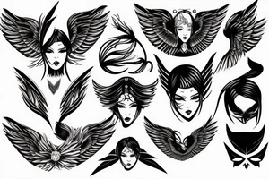 Fallen angel with black wings tattoo idea