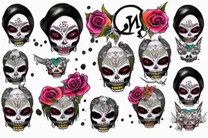 Jinx with a Calavera mask on her face tattoo idea