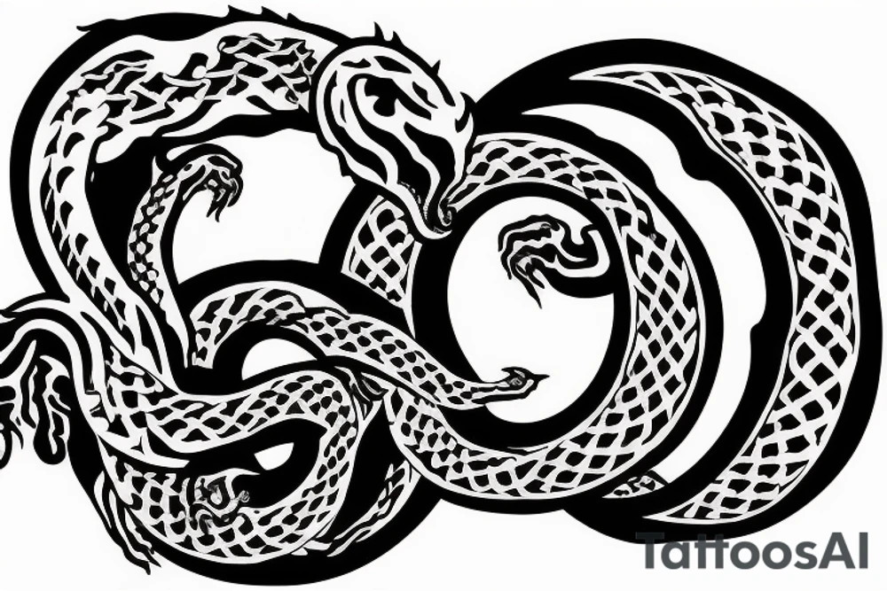 The hourglass should be made of a two-headed ouroboros tattoo idea
