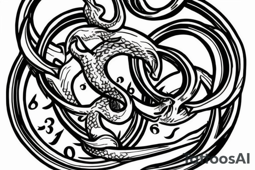 The hourglass should be made of a two-headed ouroboros tattoo idea