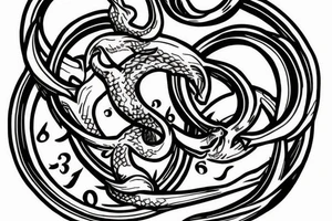 The hourglass should be made of a two-headed ouroboros tattoo idea