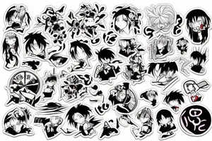 Small tattoo, similar to a sticker. Japanese street anime style. tattoo idea