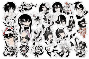 Small tattoo, similar to a sticker. Japanese street anime style. tattoo idea