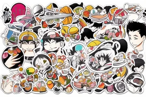 Small tattoo, similar to a sticker. Japanese street landscape anime style. tattoo idea