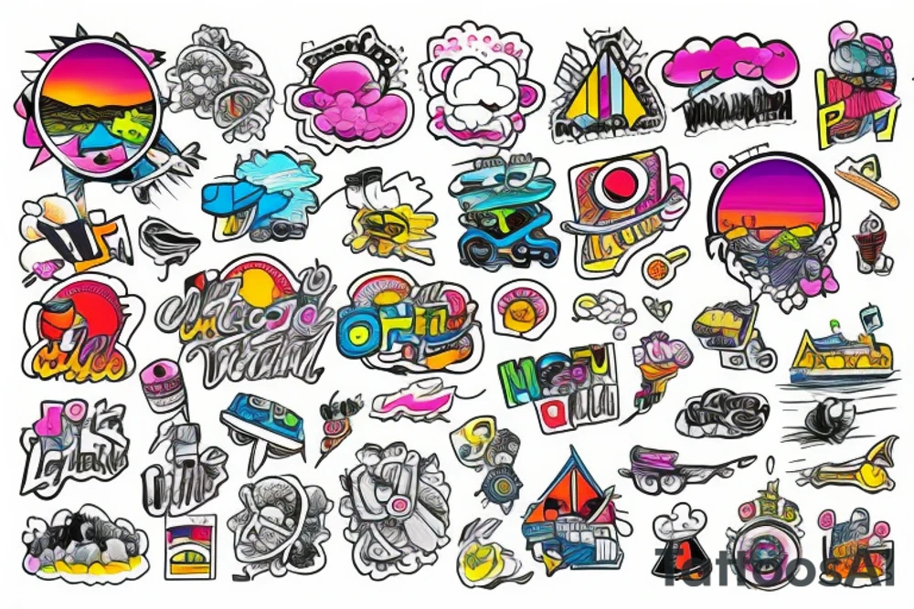 city colourful landscape. tattoo idea
