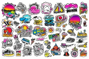 city colourful landscape. tattoo idea