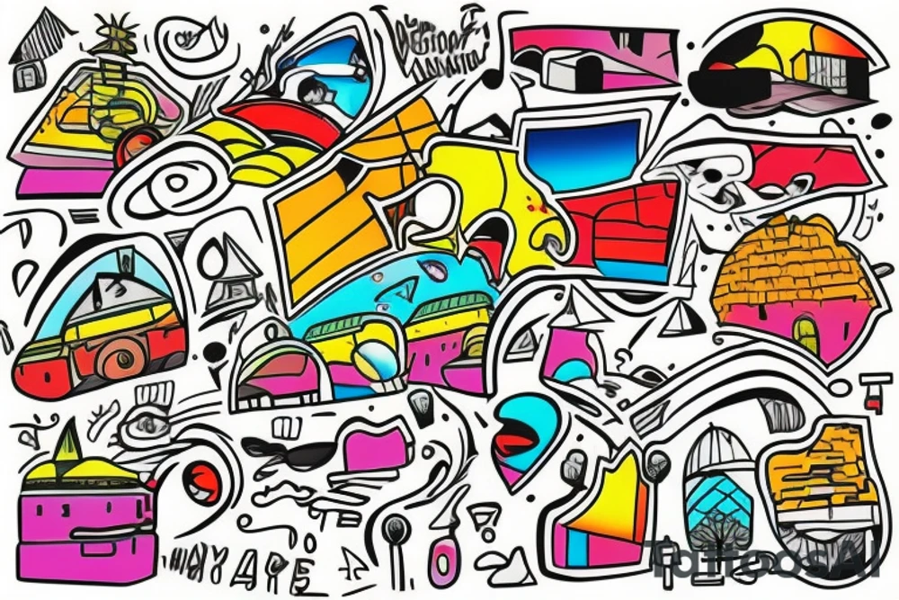 city colourful landscape. tattoo idea
